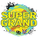 Colorful 'Super Grand' graphic design logo.
