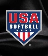 USA Softball logo on black background.