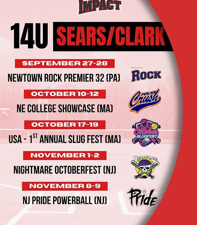 14U Sears/Clark softball tournament schedule.