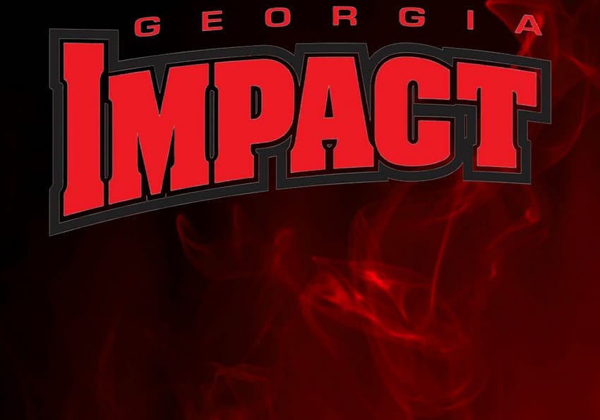 Georgia Impact logo with fiery background.