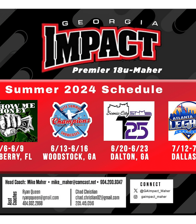 Georgia Impact softball summer 2024 schedule.