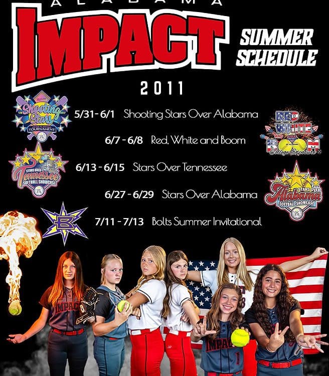 Alabama Impact 2011 Summer Schedule poster.