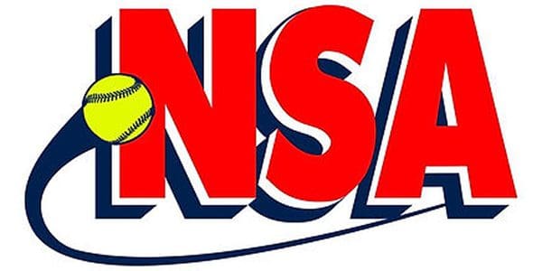 NSA logo with a yellow softball.
