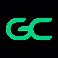 Stylized green GC logo on black