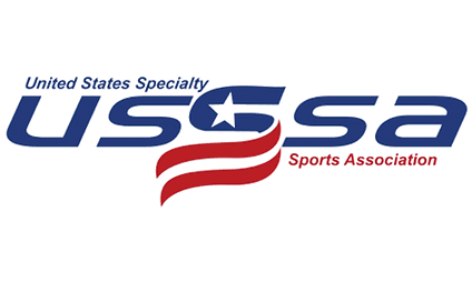 USSSA logo with stylized red and blue.