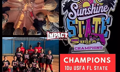 Youth softball team celebrating championship win.