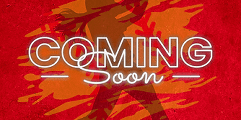 Red "Coming Soon" poster with silhouette