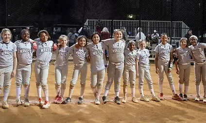 Youth softball team posing on the field.