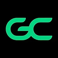 Green GC logo on black background.