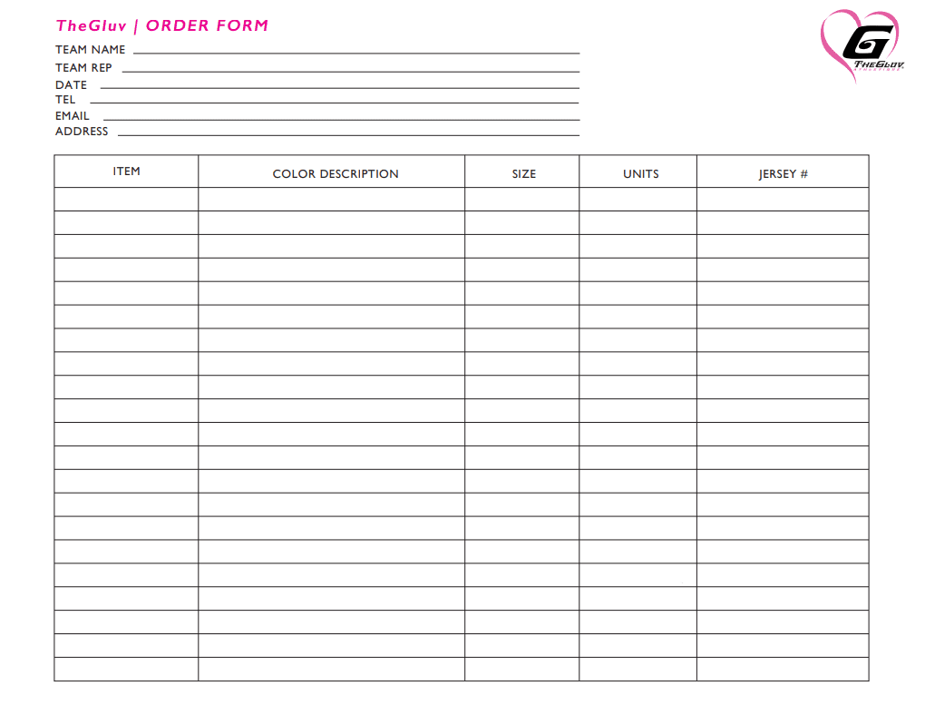 Blank purchase order form with fields for supplier, date, and order details.