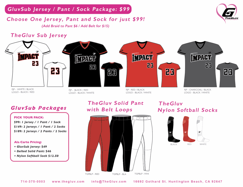 Jersey and pant sets with customizable options and socks for $99.