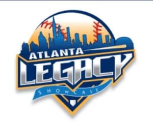 Atlanta Legacy Showcase sports logo with city skyline and baseball imagery.