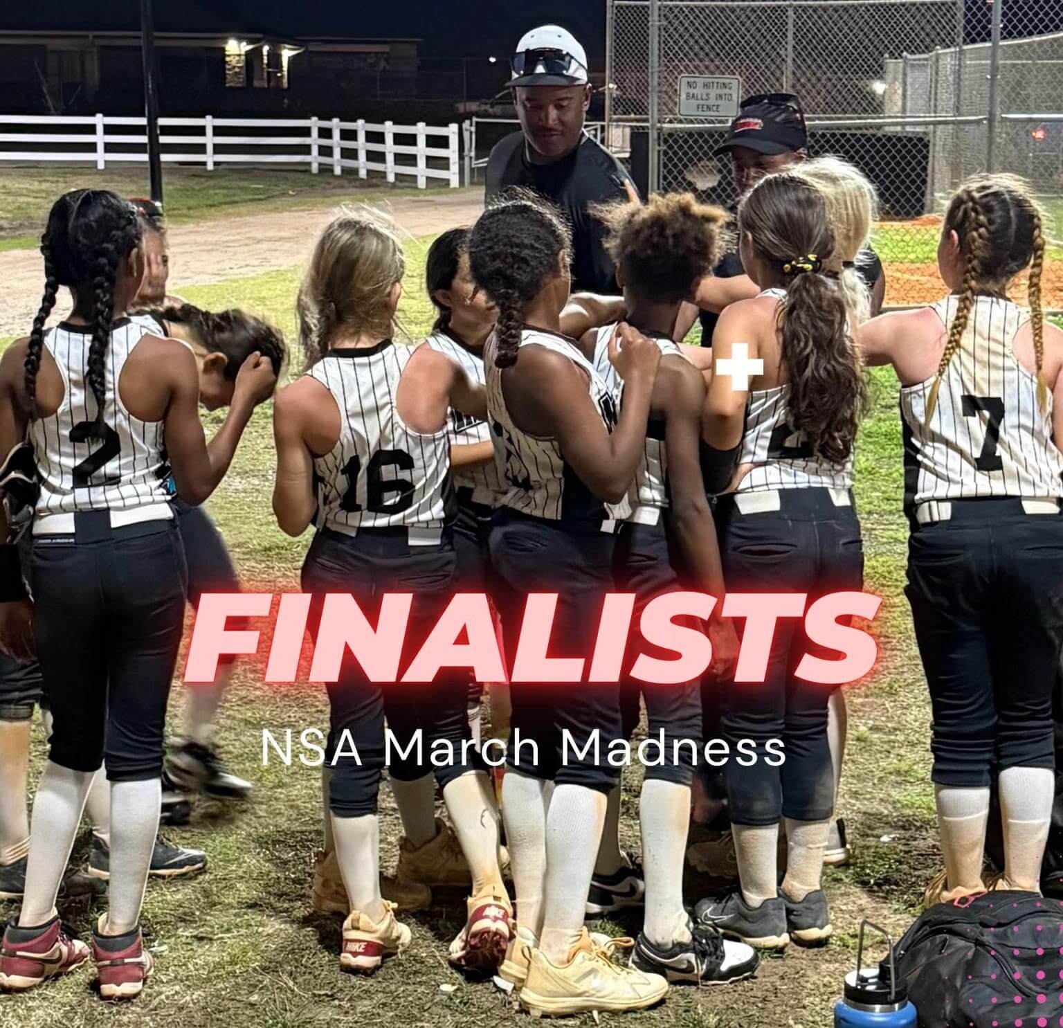 Young softball finalists posing together, celebrating their achievement.