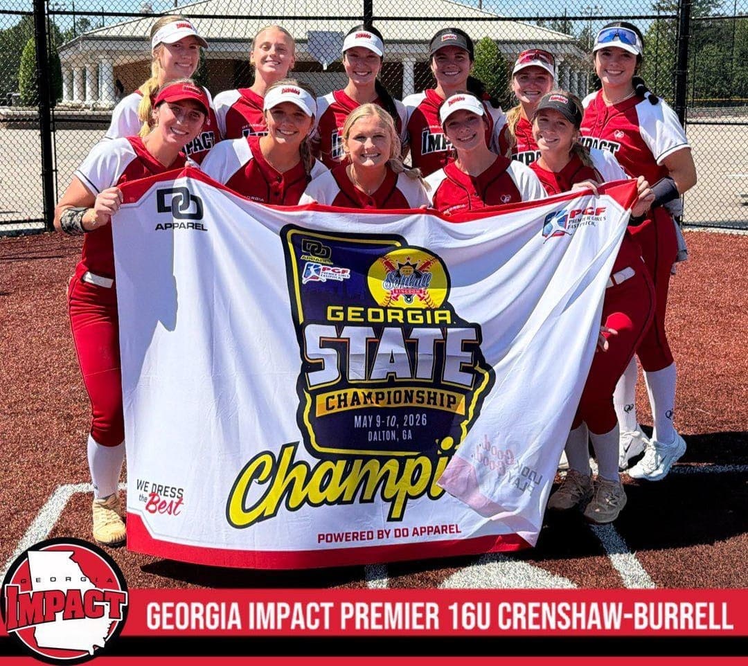 Georgia Impact team with state championship banner