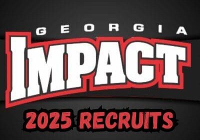 Logo of Georgia Impact 2025 recruits in bold red and white.